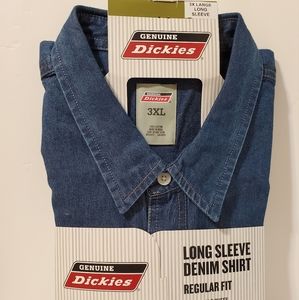 Genuine Dickies Long Sleeve Denim Shirt Regular Fit Ajustable Cuffs 3XL large